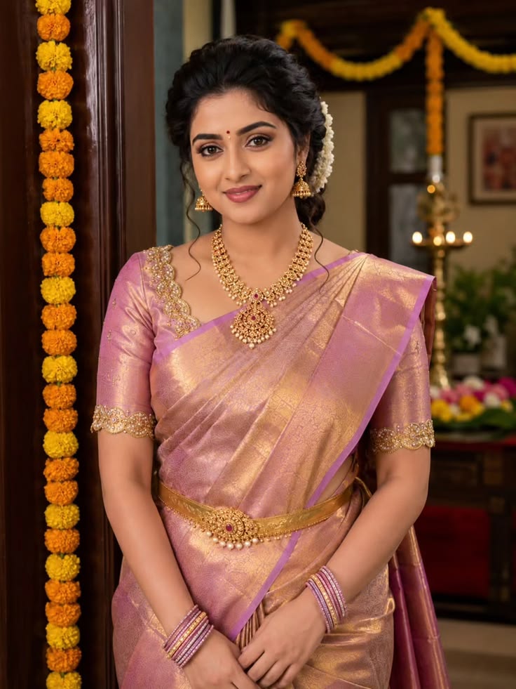 Rose Gold Pattu Saree